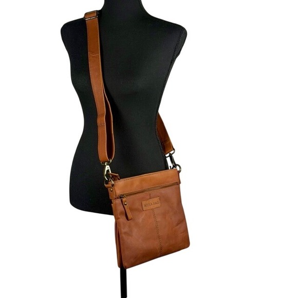 Myra Bag Castano Cognac Brown Genuine Leather Crossbody Messenger Shoulder Bag - Picture 2 of 13